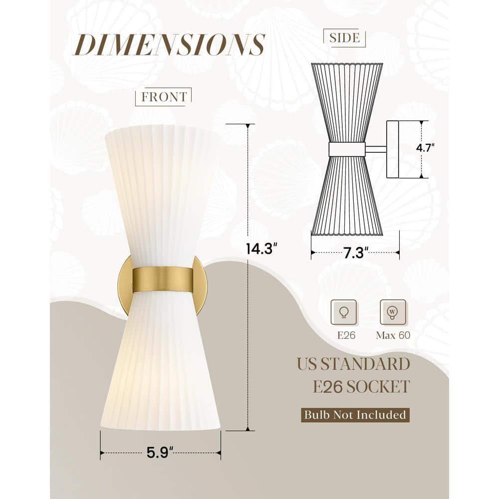 5.9 in. Brushed Gold Wall Sconce with Milk White Glass Shade