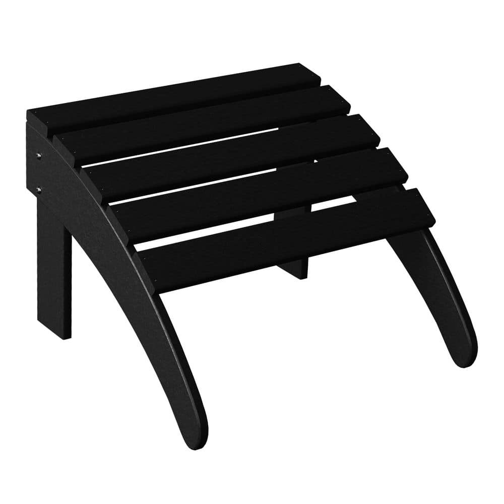 Black Poly Plastic Outdoor Folding Adirondack Ottoman