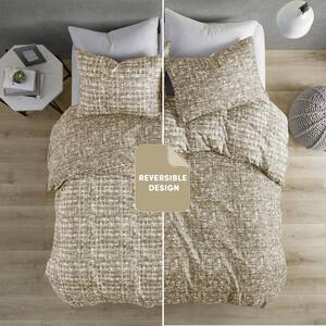 Maca 3-Piece Taupe Solid Microfiber King/Cal King Reversible Comforter Set