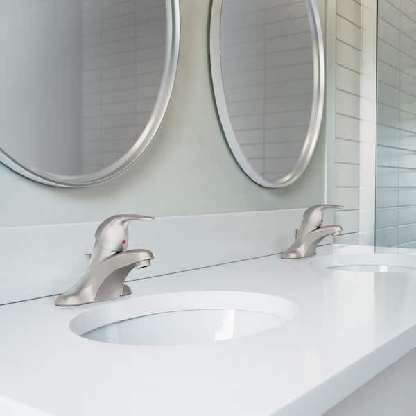 Adler 4 in. Centerset Single-Handle Bathroom Faucet in Spot Resist Brushed Nickel (2-Pack)