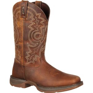 Men's REBEL Pull-On Western Boot - Steel Toe - Brown Size 10(D)