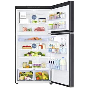 33 in. 21 cu. ft. Top Freezer Refrigerator with FlexZone and Ice Maker in Fingerprint-Resistant Black Stainless Steel