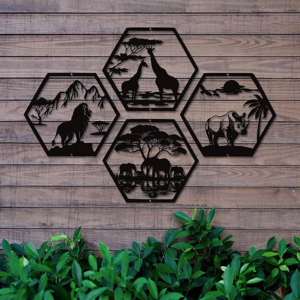 8.3 in. x 10 in. African Safari Metal Indoor/Outdoor Wall Art, 4