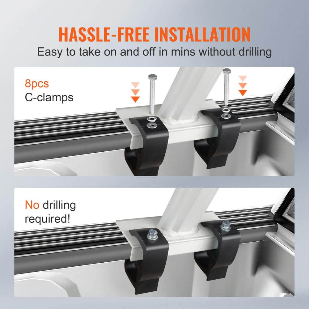 71'' Aluminum Adjustable Truck Bed Rack with C-Clamps