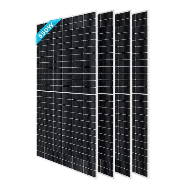 550-Watt, 2000-Watt 12/24-Volt Monocrystalline Solar Panels PV Power Charger On/Off-Grid Supplies for Rooftop (4-Pieces)