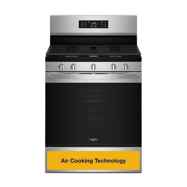 30 in. 5 Burners Freestanding Gas Range in Fingerprint Resistant Stainless Steel with Air Cooking Technology