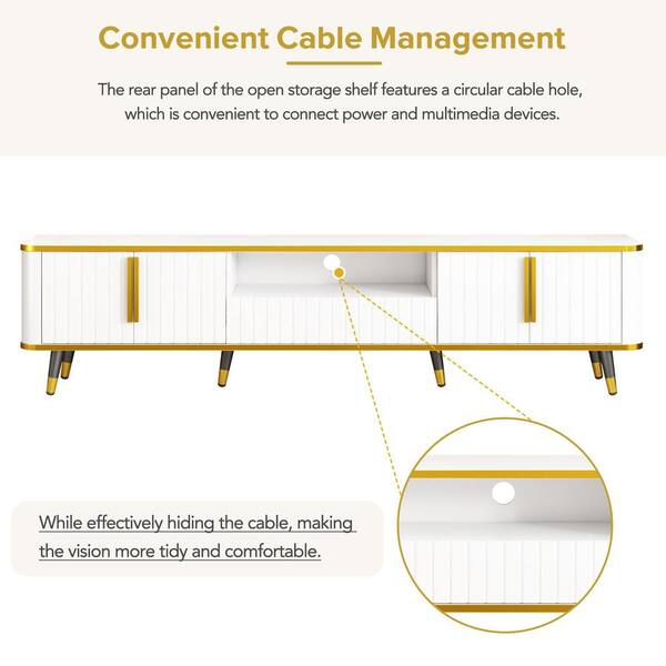 Harper & Bright Designs White Luxury Minimalism TV Stand