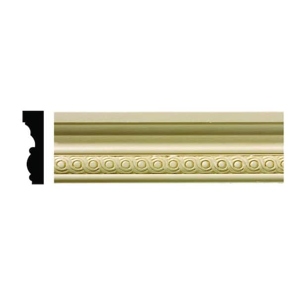 Ornamental Mouldings 1602 1/2 in. x 1-3/4 in. x 6 in. Hardwood White Unfinished Rondele Small Chair Rail Moulding Sample
