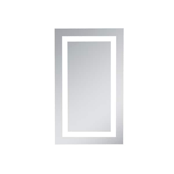 Unbranded Timeless 18 in. W x 30 in. H Framed Rectangular LED Light Bathroom Vanity Mirror in Silver