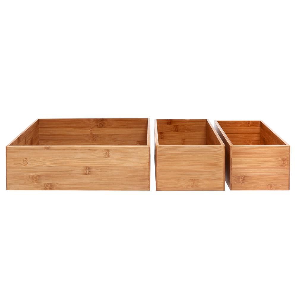 Natural Bamboo Multi-Size Storage Organizer Box Set