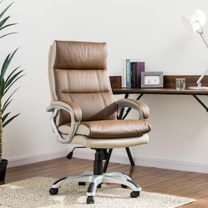 47 in. H Brown PU Leather Gaslift Adjustable Swivel Office Chair