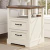 Hommpa Farmhouse White/Brown 2-Drawer 17.7 in. W Nightstand with Charging Station and Open Shelf POA11067235-1