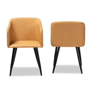 Eris Tan and Black Faux Leather Dining Chair (Set of 2)