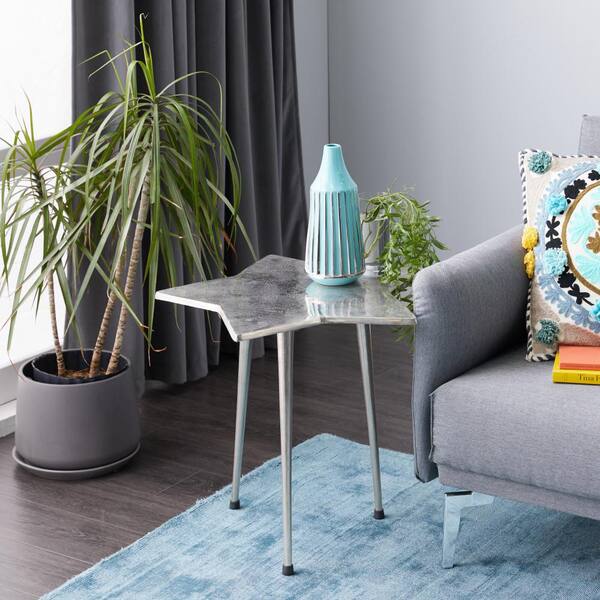 Litton Lane 22 in. Silver Aluminum Glam Accent Table