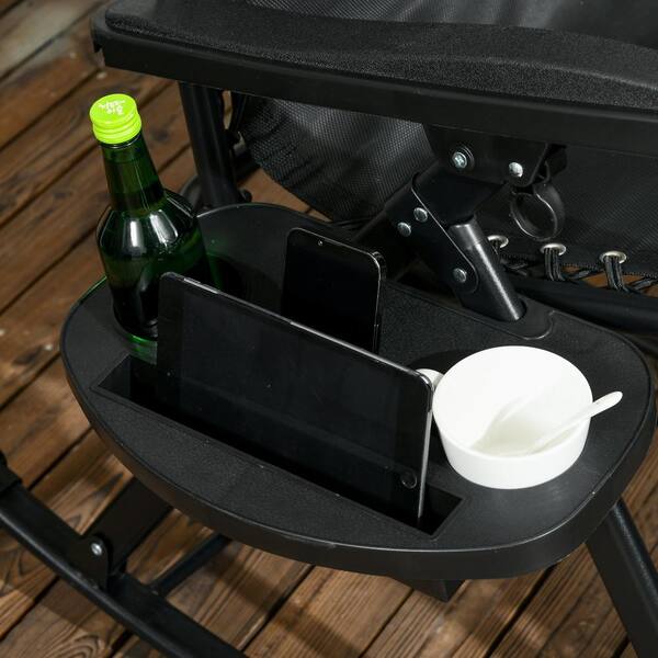 ITOPFOX Black Steel Outdoor Rocking Chair 2-Pieces, Foldable
