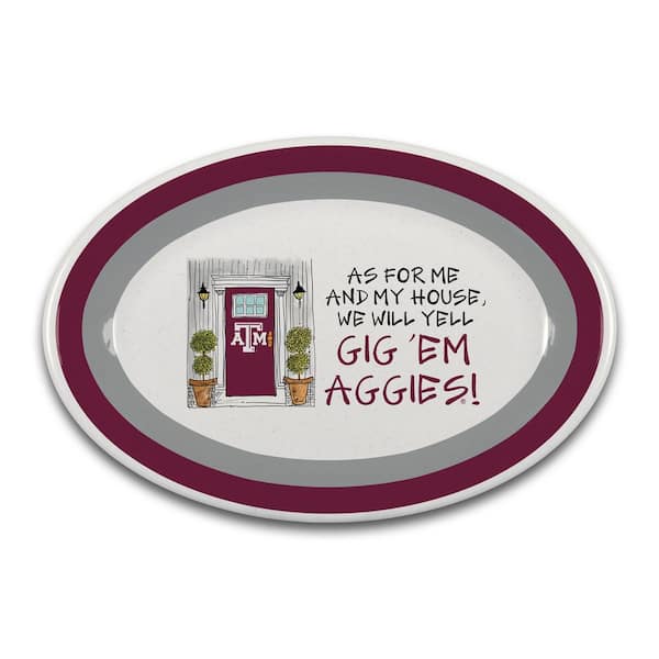 Magnolia Lane Texas AandM As for Me 18 in. Assorted Colors Oval Melamine Serving Platter