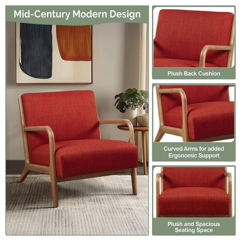 Novak Mid-Century Lounge Chair in Spice with Elm Wood Finish