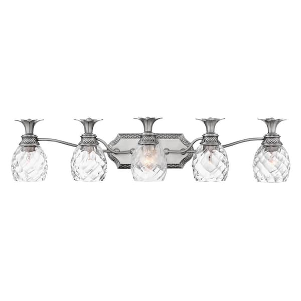 Plantation 37 in. 5 Light Polished Antique Nickel Vanity Light