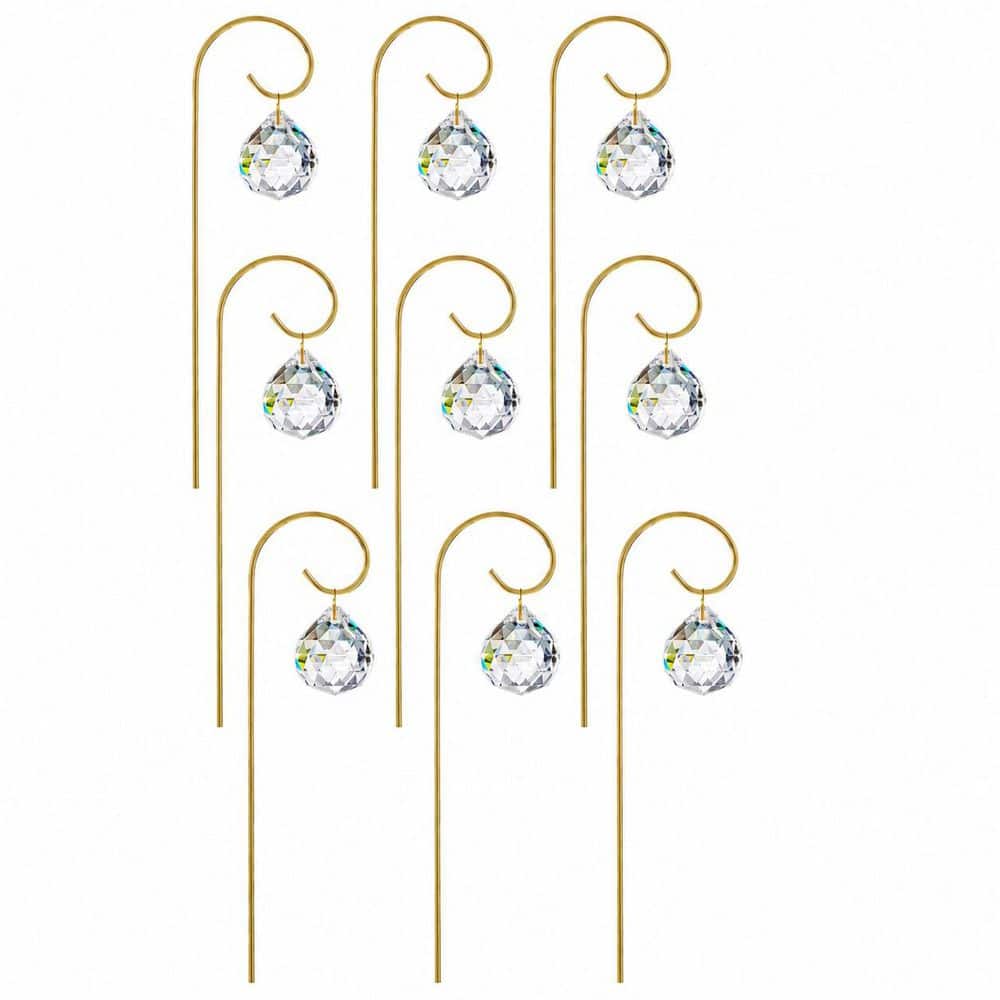 7.5 in. Metal Gold Trellis Suncatcher Style Trellis 9 pcs for Mini Potted Plants with 9 Hanging Crystals price history on PriceWatchPro