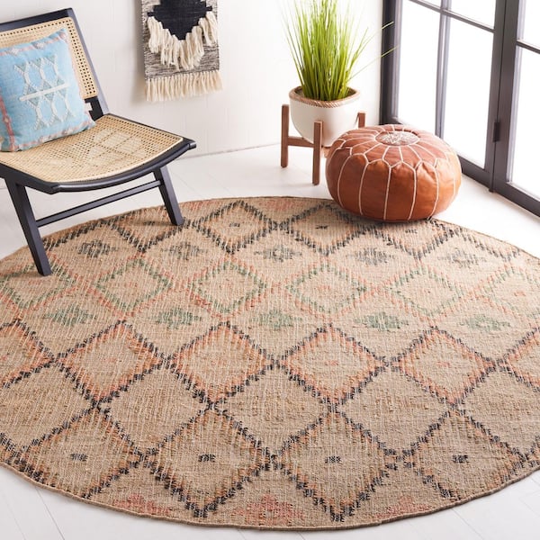 Kilim Beige/Gold 9 ft. x 9 ft. Geometric Round Area Rug