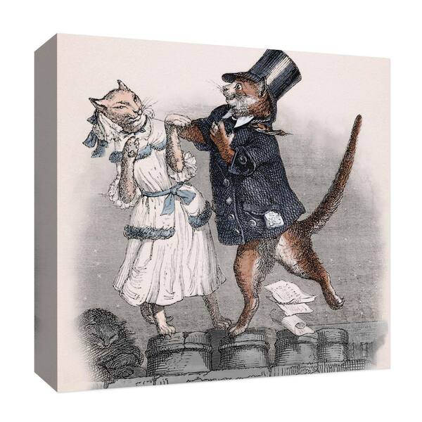 PTM Images Mr. and Mrs. Cat'' Abstract Canvas Wall Art 15 in. x 15 in.