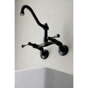 Vintage 2-Handle Wall-Mount Standard Kitchen Faucet in Matte Black