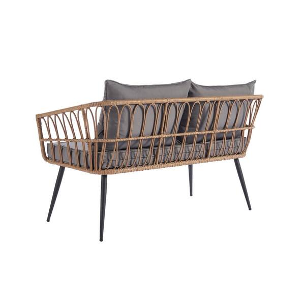 Siavonce 4-Pieces Wicker Outdoor Garden Rattan Furniture Sofa