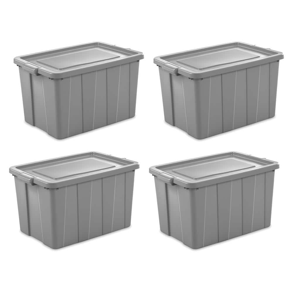 Sterilite Tuff1 30 Gal. Plastic Storage Tote Container Bin with Lid (4-Pack)