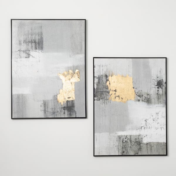 SULLIVANS Contemporary Gray Framed Art Print 47.25 in. x 35.5 in. (Set of 2)