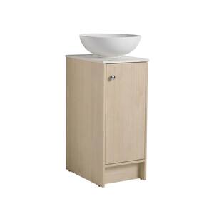 15 in. W x 19 in. D x 35 in. H Freestanding Bath Vanity in Plain Light Oak with White Vessel Basin