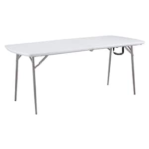 72 in. Grey Plastic Fold-in-Half Folding Banquet Table