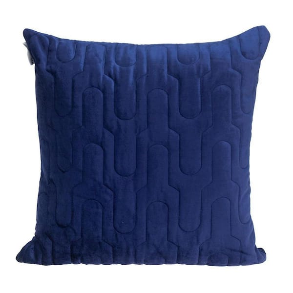 HomeRoots Blue Geometric Polyester 20 in. x 20 in. Throw Pillow