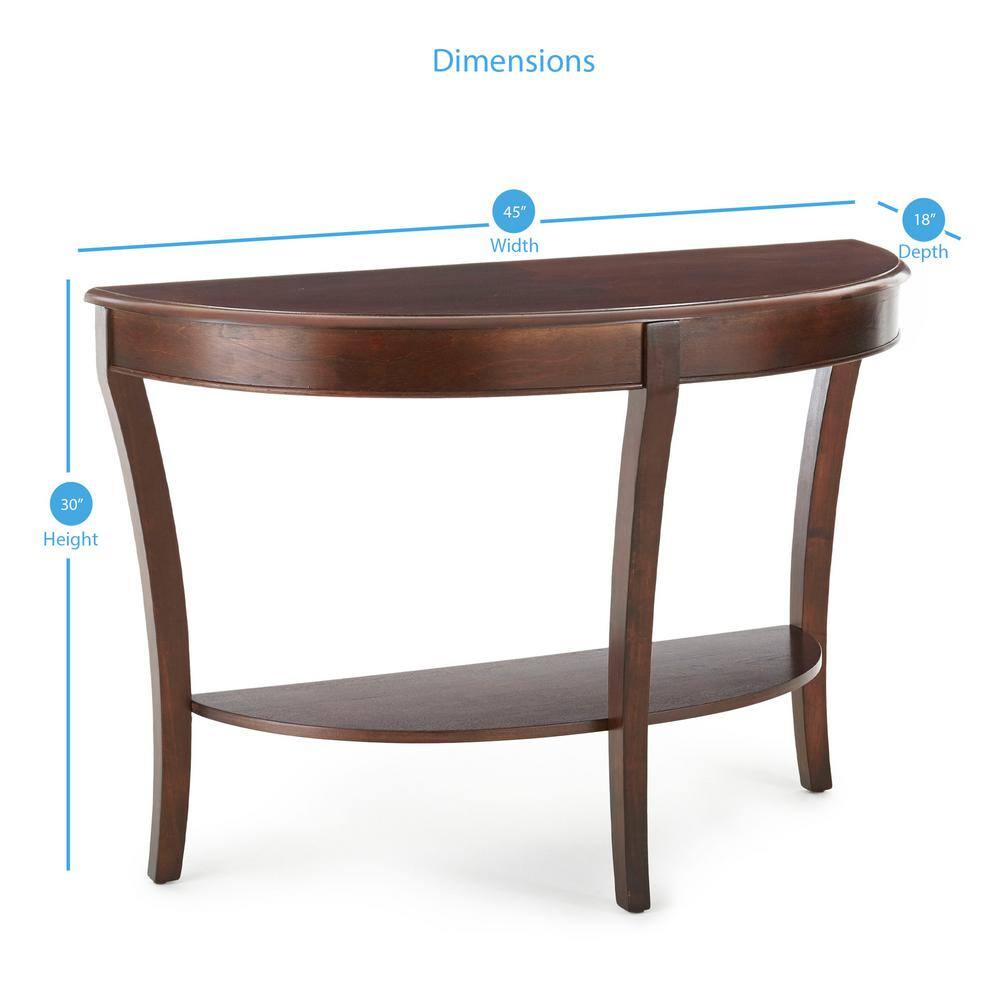 Brown Wood Demilune Sofa Table with Storage