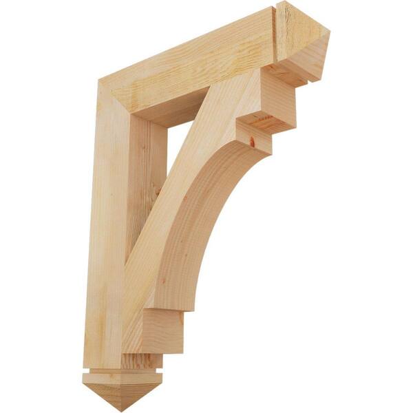 Ekena Millwork 6 in. x 38 in. x 30 in. Douglas Fir Merced Arts and Crafts Rough Sawn Bracket