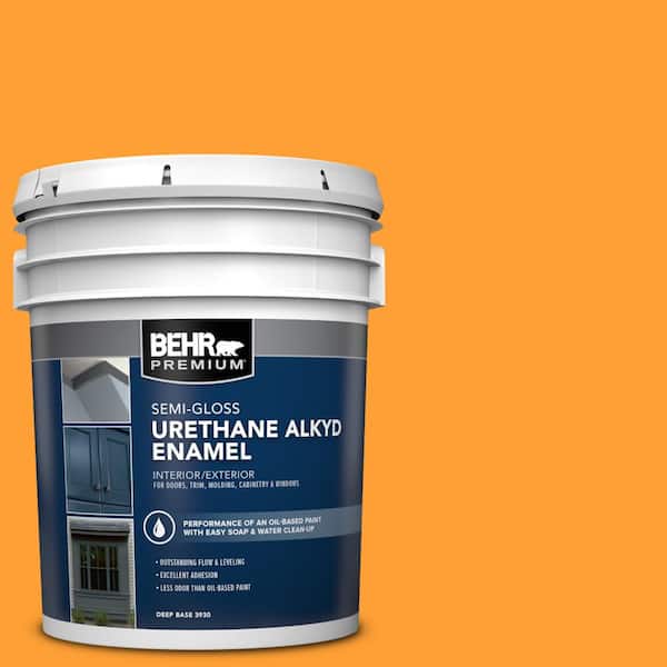 BEHR PREMIUM 5 gal. #P250-7 Blazing Bonfire Urethane Alkyd Semi-Gloss Enamel Interior/Exterior Paint
