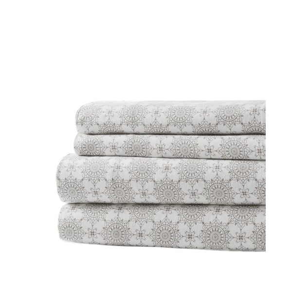 MODERN THREADS Gloria Vanderbilt Off-White Cotton Flannel Aster Full Sheet Set