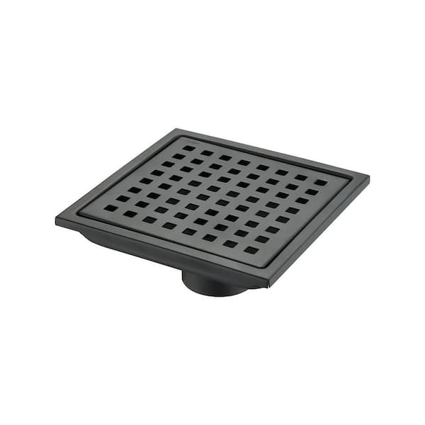 6 in. Grid Floor Stainless Steel Shower Drain in Matte Black