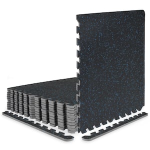 Rubber Top Exercise Puzzle Mat Blue 24 in. x 24 in. x 0.5 in. EVA Foam Interlocking Tiles (12-Pack (48 sq. ft.)