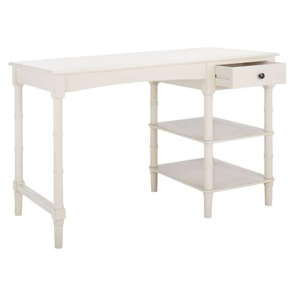 Rustic white deals desk with drawers