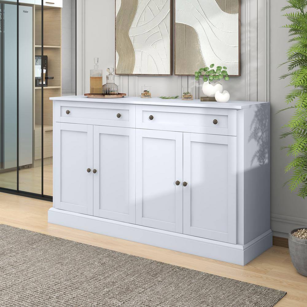 White and MDF 58.30 in. Sideboard with Adjustable Shelves price history on PriceWatchPro