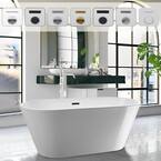 Domme 59 in. Acrylic Flatbottom Freestanding Non-Slip Bathtub in White/Oil Rubbed Bronze