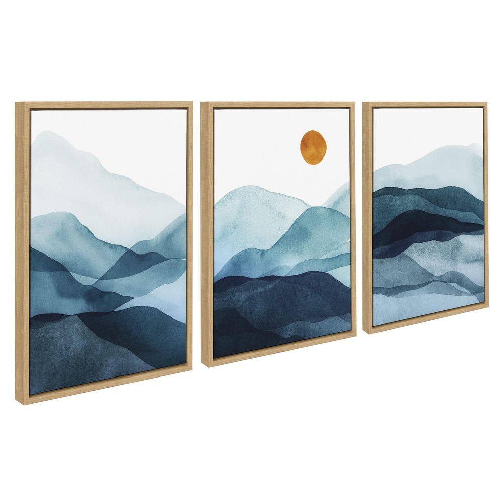 Sylvie Blue Mountain Range Abstract Canvas Art Set