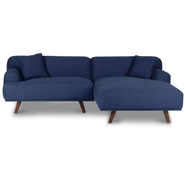 Poly and Bark Mineta 95 in. Right-Facing Sectional Sofa in Deep Blue