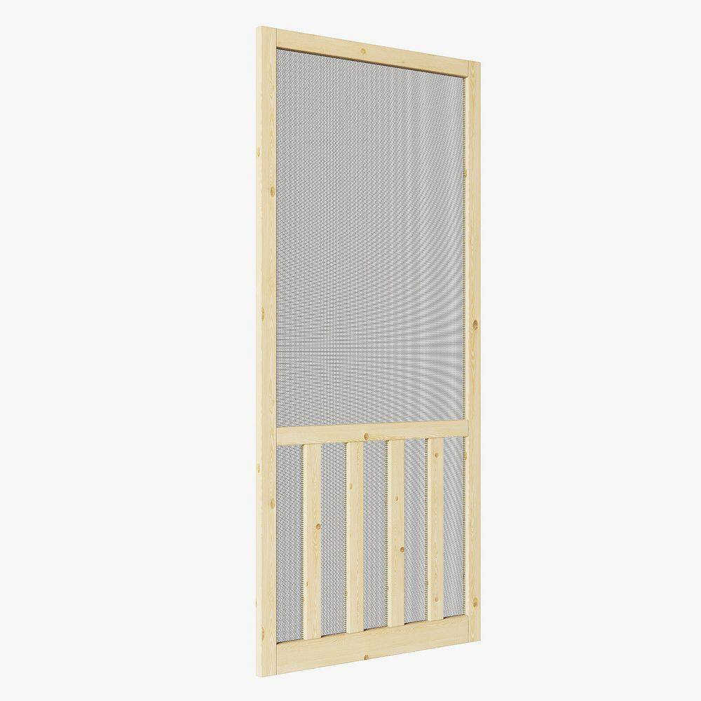 32 in. x 80 in. Universal Unfinished Pine Wood Vertical Slat Screen Door-Classic 5-Bar Style Gauze Mesh Hinged Door price history on PriceWatchPro
