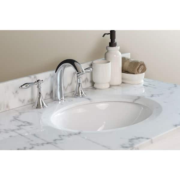 Elite 60 in. W x 36 in. H Vanity in White with Marble Vanity Top in White