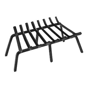 28 in. Black Sturdy Tapered Fireplace Grate for Logs