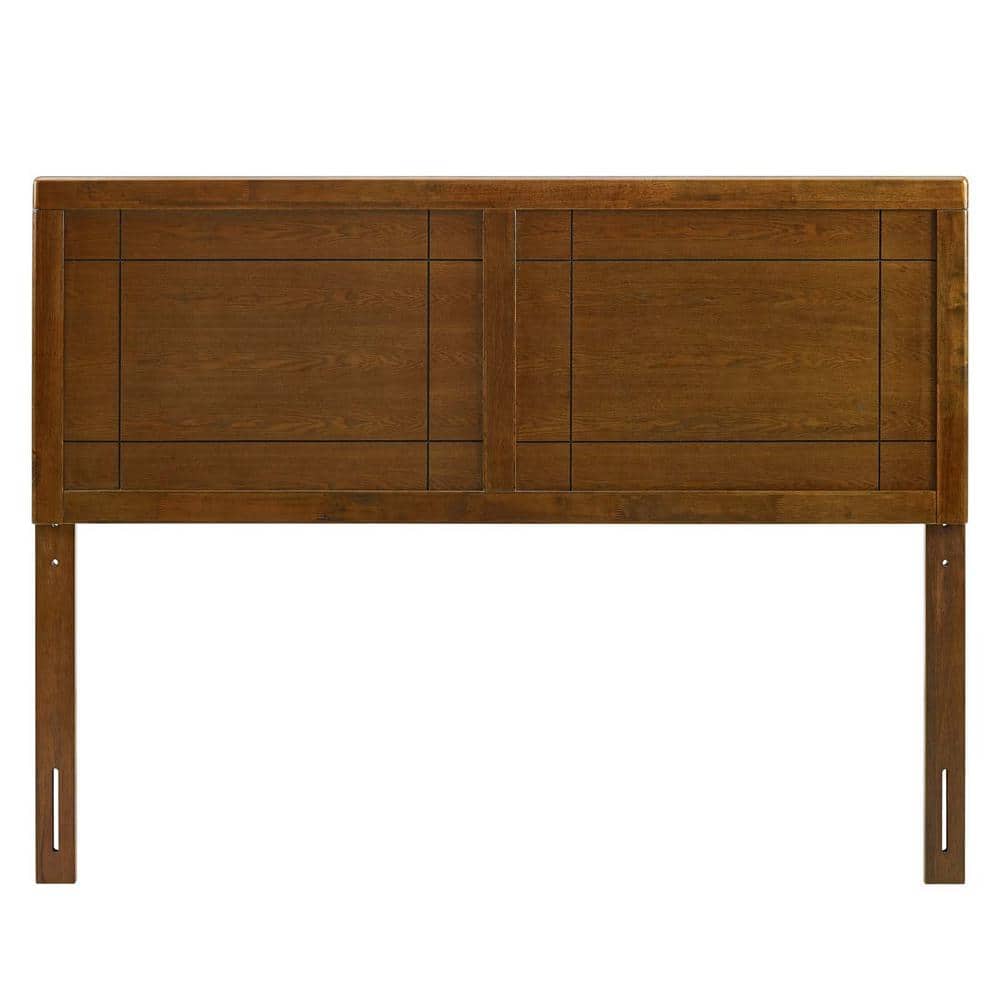 Archie Walnut Full Rubberwood Mid-Century Modern Headboard