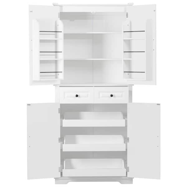 Nestfair Freestanding White 71 in. Tall Kitchen Pantry Cabinet