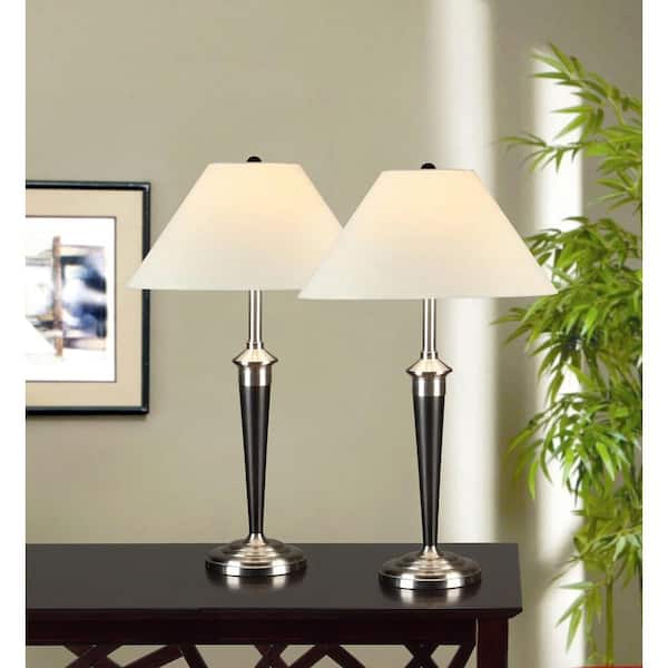 Brushed Steel Table Lamp, Espresso Table Lampshade