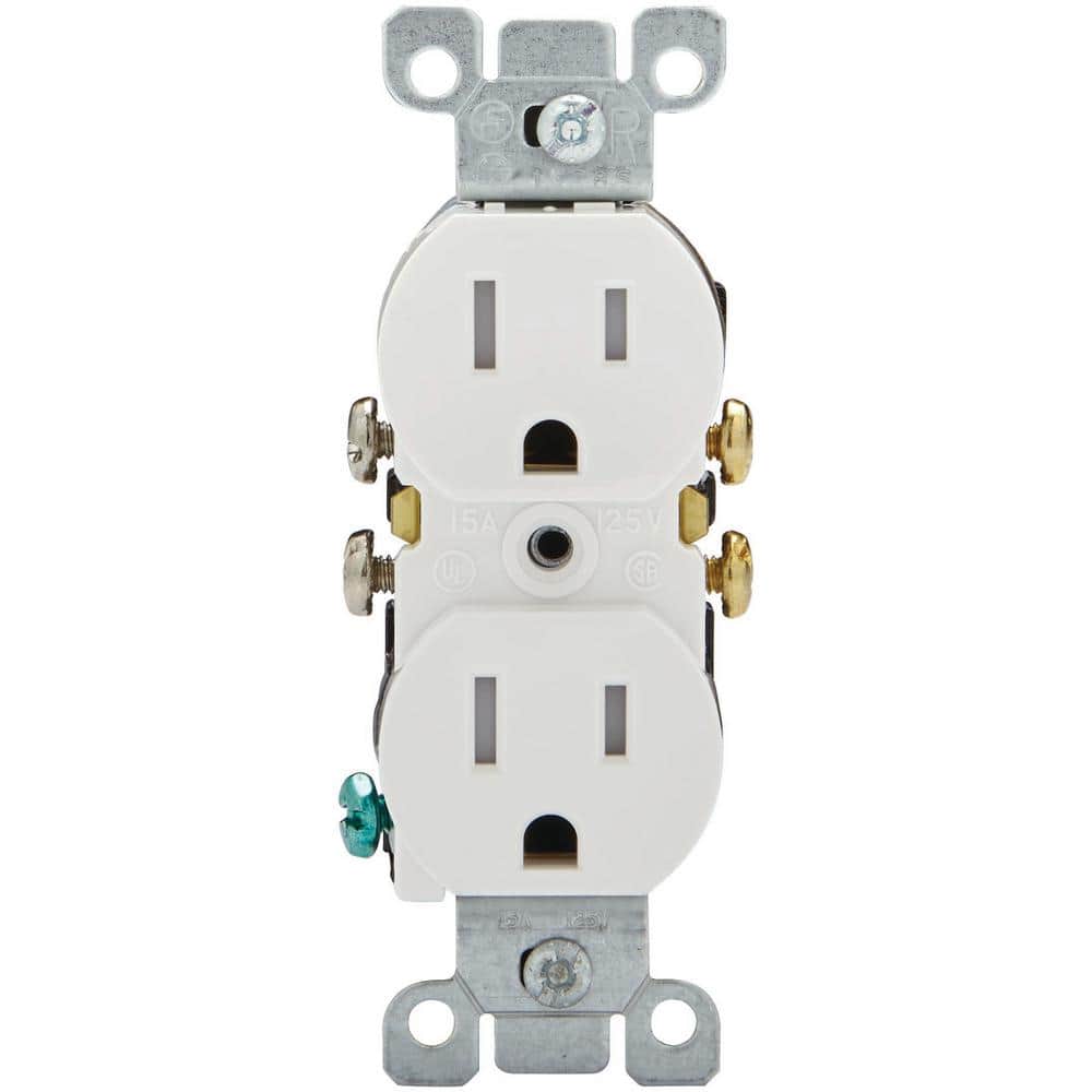 White Tamper Resistant Duplex Receptacle with Wall Plate